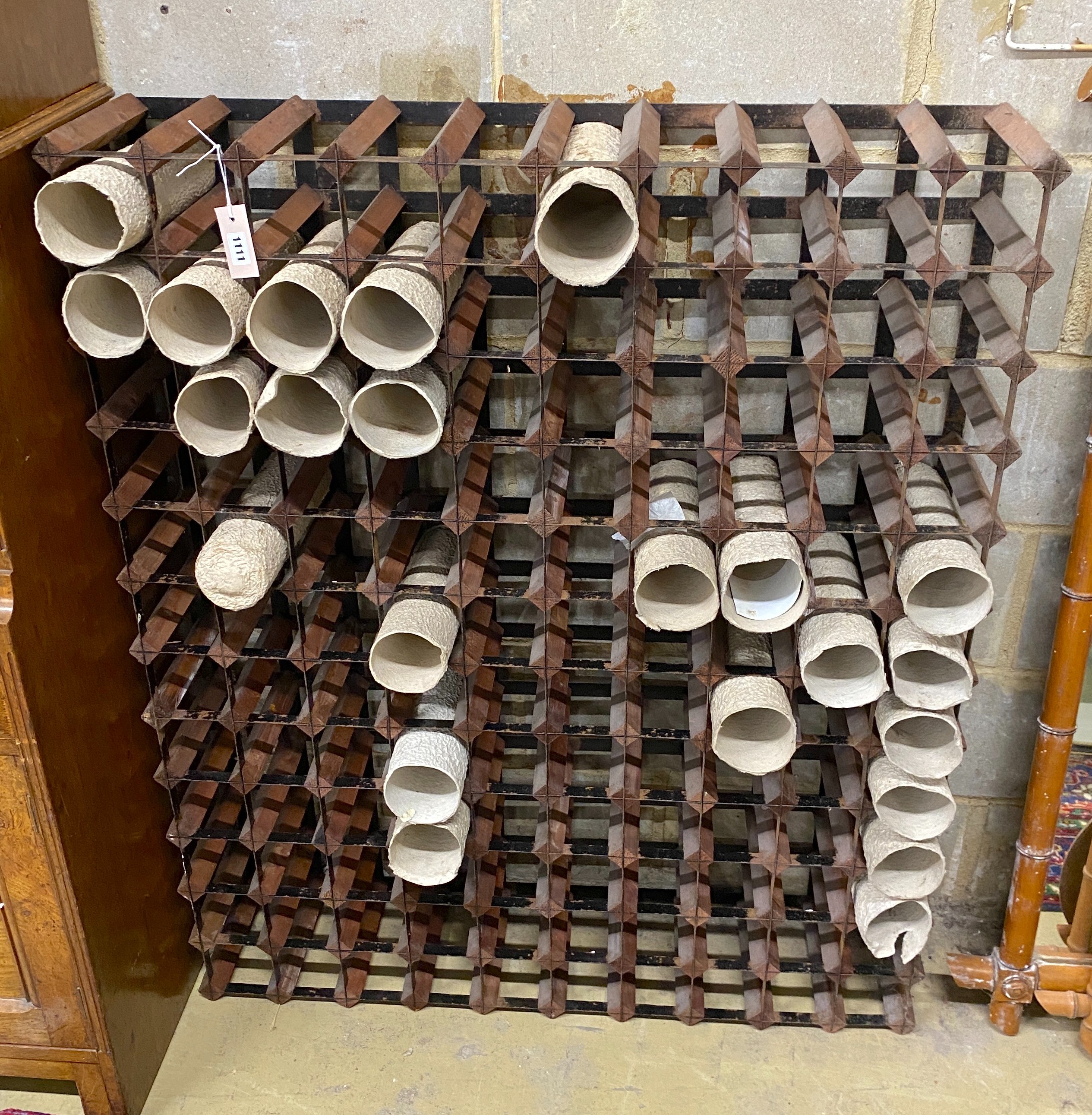 A 120 bottle wine rack, width 100cm, height 120cm